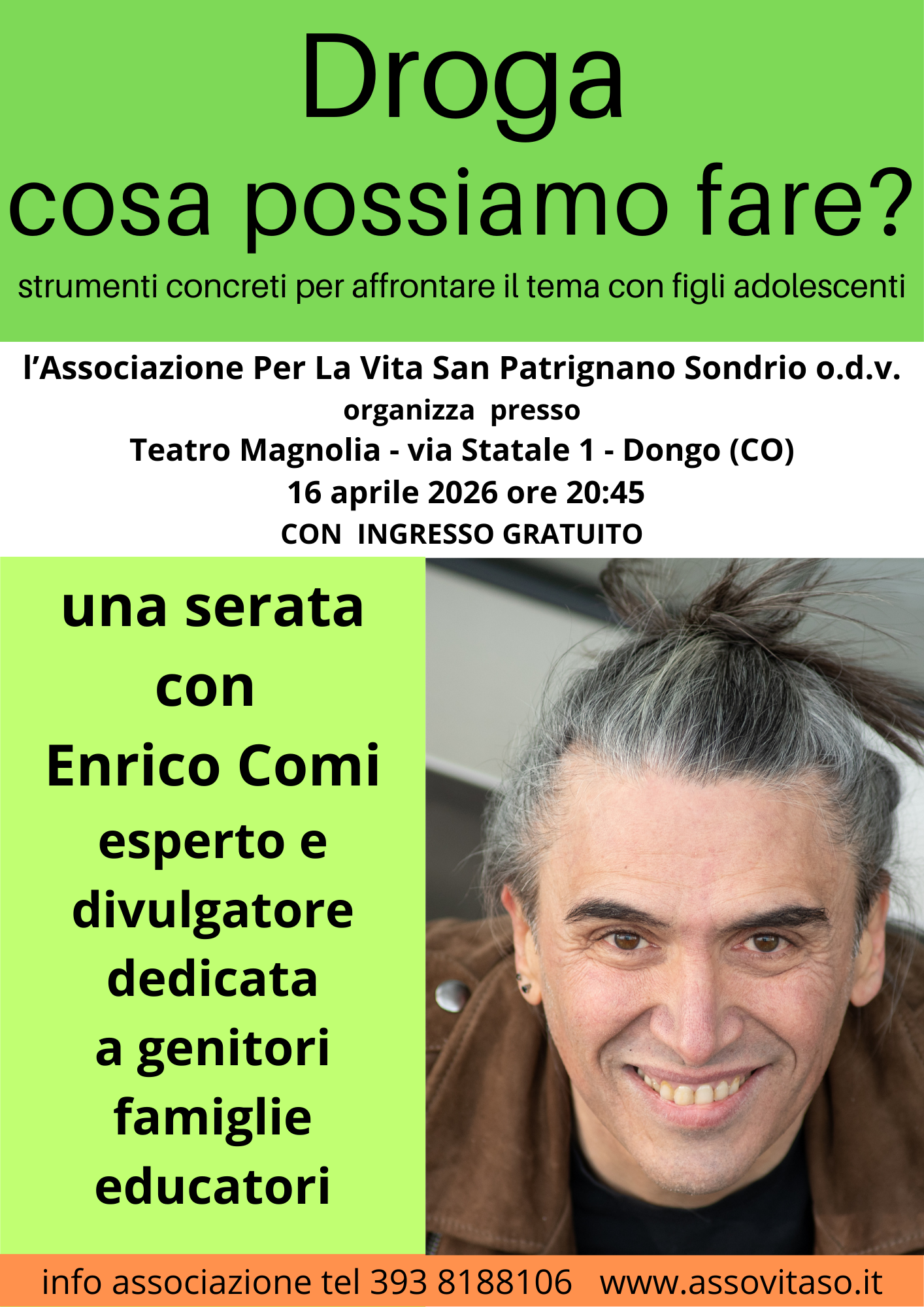 Serata di incontro per affontare il tema DROGA