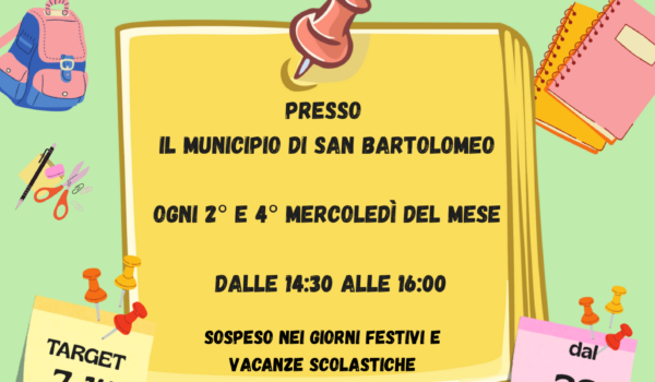 DOPOSCUOLA ITINERANTE DATE PER L’ANNO SCOLASTICO 2026/2027